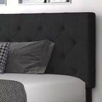 Cadre de lit plateforme rembourré Allewie avec 4 tiroirs de rangement, tête de lit capitonnée en losange, lattes en bois, aucun sommier tapissier requis
