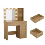 HYLEORY Coiffeuse avec miroir, prise de courant et 10 ampoules, table de maquillage avec 3 tiroirs, 3 modes de couleur disponibles pour chambre à coucher