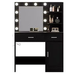 HYLEORY Coiffeuse avec miroir, prise de courant et 10 ampoules, table de maquillage avec 3 tiroirs, 3 modes de couleur disponibles pour chambre à coucher