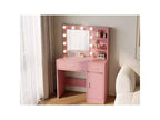HYLEORY Coiffeuse avec miroir, prise de courant et 10 ampoules, table de maquillage avec 3 tiroirs, 3 modes de couleur disponibles pour chambre à coucher
