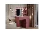 HYLEORY Coiffeuse avec miroir, prise de courant et 10 ampoules, table de maquillage avec 3 tiroirs, 3 modes de couleur disponibles pour chambre à coucher