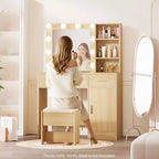 HYLEORY Coiffeuse avec miroir, prise de courant et 10 ampoules, table de maquillage avec 3 tiroirs, 3 modes de couleur disponibles pour chambre à coucher