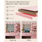 HYLEORY Coiffeuse avec miroir, prise de courant et 10 ampoules, table de maquillage avec 3 tiroirs, 3 modes de couleur disponibles pour chambre à coucher