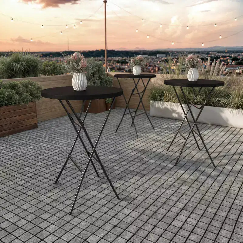 Flash Furniture 2.6-Foot Round Plastic Bar Height Folding Table