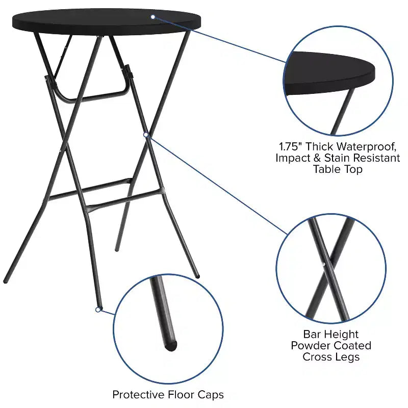 Table pliante ronde en plastique hauteur bar Flash Furniture de 79 cm