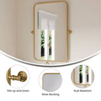 Flash Furniture Finlay Miroir Mural Pivotant en Métal - Grand Miroir de Maquillage d'Appoint pour Salle de Bain
