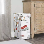 Sweet Jojo Designs Panier à linge pliable pour garçon avec poignées Motif camion de chantier Rouge, bleu et gris