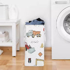 Sweet Jojo Designs Panier à linge pliable pour garçon avec poignées Motif camion de chantier Rouge, bleu et gris