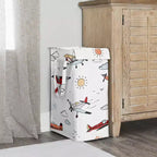 Sweet Jojo Designs Panier à linge pliable pour garçon avec poignées, motif avion, rouge, bleu et blanc