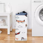Sweet Jojo Designs Panier à linge pliable pour garçon avec poignées, motif avion, rouge, bleu et blanc