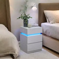 Nightstand with LED Lights, Bedside Table with Adjustable Light Colors, Modern Style Side Table featuring 3 Drawers, 13.8 x 15.7 x 21.7 Inches