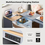 Îlot de cuisine moderne Whisen avec table rallongée et lumières LED