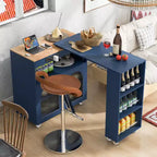Îlot de cuisine moderne Whisen avec table rallongée et lumières LED