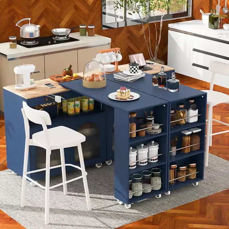 Îlot de cuisine moderne Whisen avec table rallongée et lumières LED