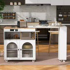 Îlot de cuisine moderne Whisen avec table rallongée et lumières LED