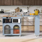 Îlot de cuisine moderne Whisen avec table rallongée et lumières LED