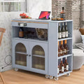 Whisen Modern Kitchen Island with Extended Table and LED Lights