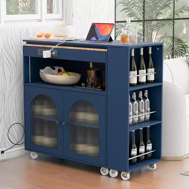 Îlot de cuisine moderne Whisen avec table rallongée et lumières LED
