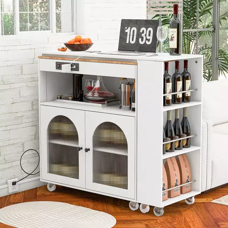 Îlot de cuisine moderne Whisen avec table rallongée et lumières LED