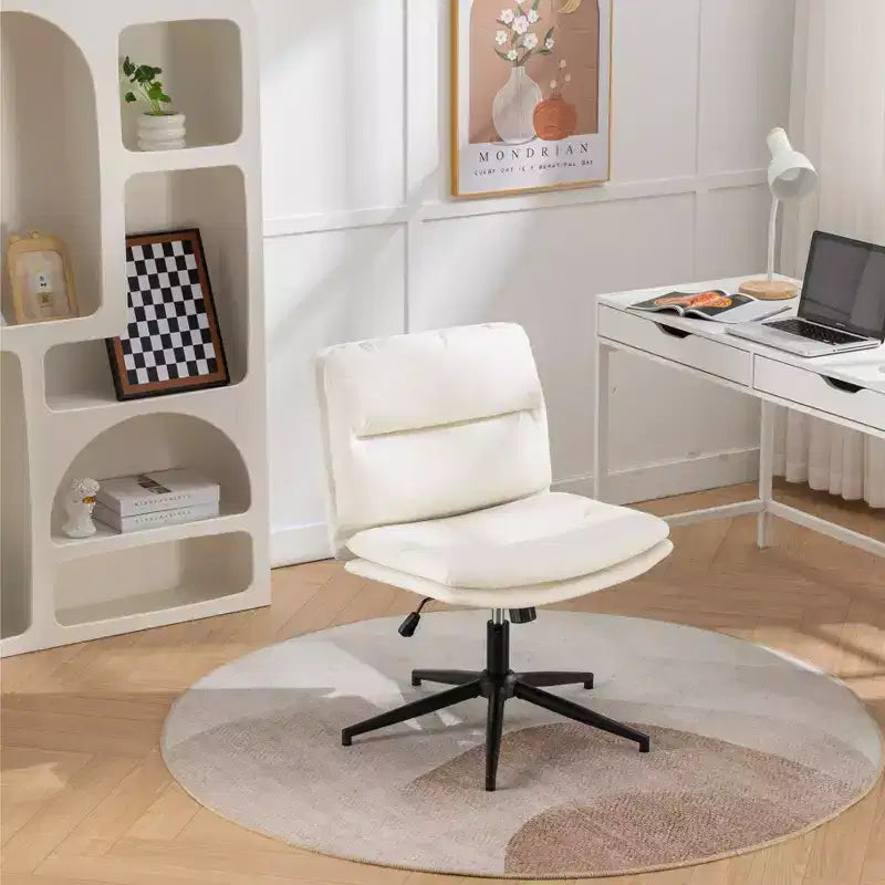 Chaise de bureau pivotante réglable Bizerte avec siège large, chaise de vanité