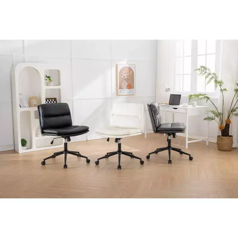Chaise de bureau pivotante réglable Bizerte avec siège large, chaise de vanité