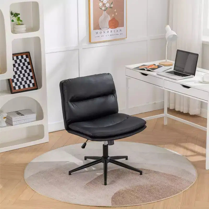 Chaise de bureau pivotante réglable Bizerte avec siège large, chaise de vanité
