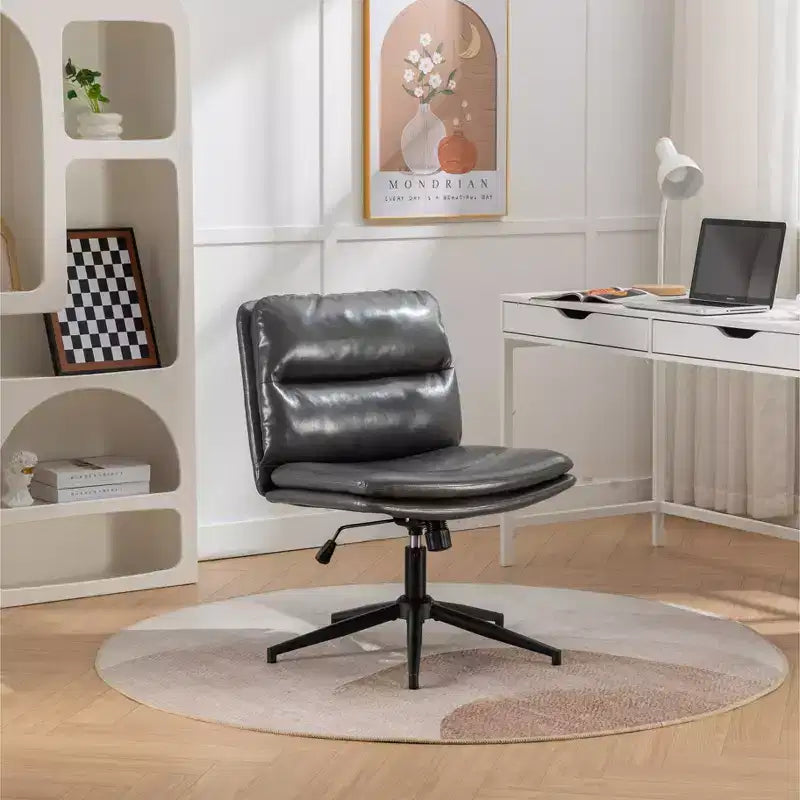 Chaise de bureau pivotante réglable Bizerte avec siège large, chaise de vanité