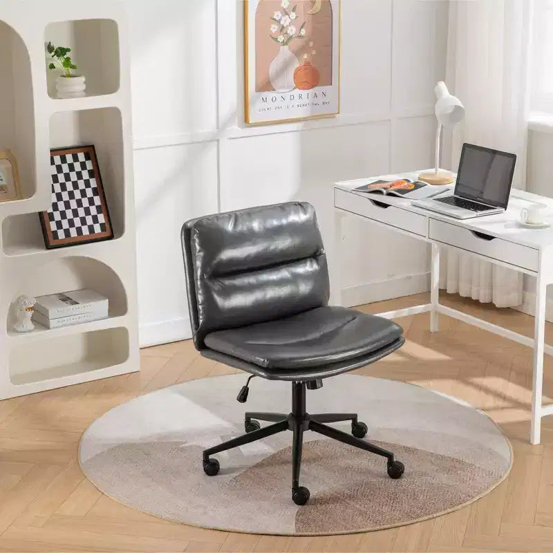 Chaise de bureau pivotante réglable Bizerte avec siège large, chaise de vanité