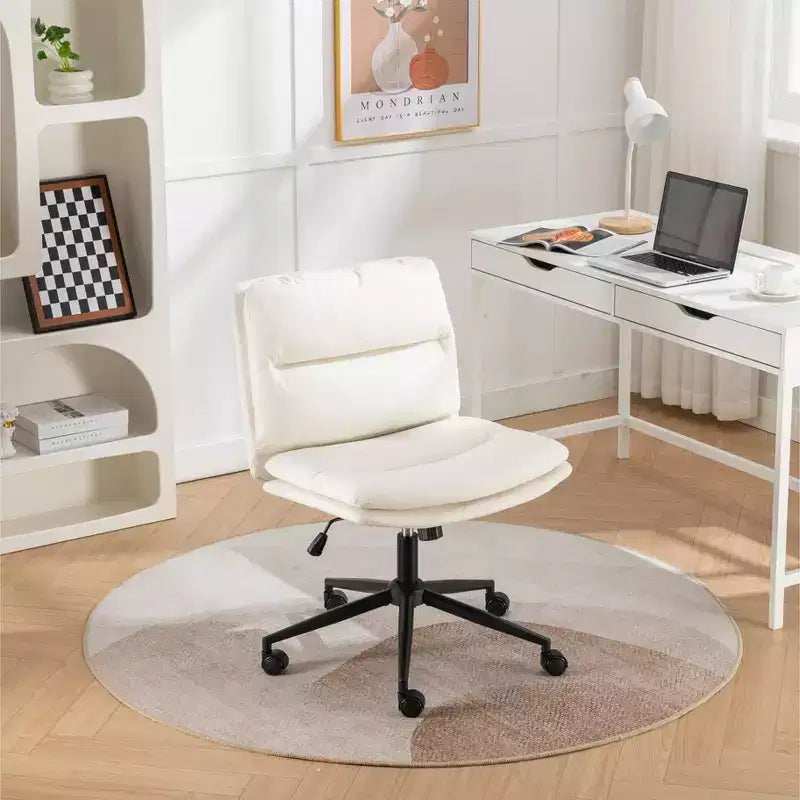 Chaise de bureau pivotante réglable Bizerte avec siège large, chaise de vanité