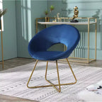 Roundhill Furniture Slatina Silky Velvet Upholstered Accent Chair, Blue with Gold Tone Finished Base