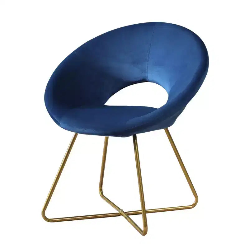 Fauteuil d'appoint Slatina en velours soyeux de Roundhill Furniture, bleu avec base dorée