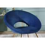 Fauteuil d'appoint Slatina en velours soyeux de Roundhill Furniture, bleu avec base dorée