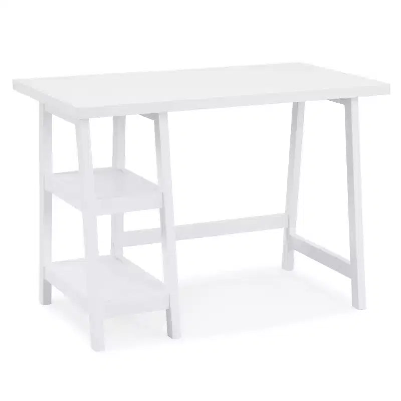 Bureau d'écriture contemporain en bois Roundhill Furniture Redina avec rangement, blanc