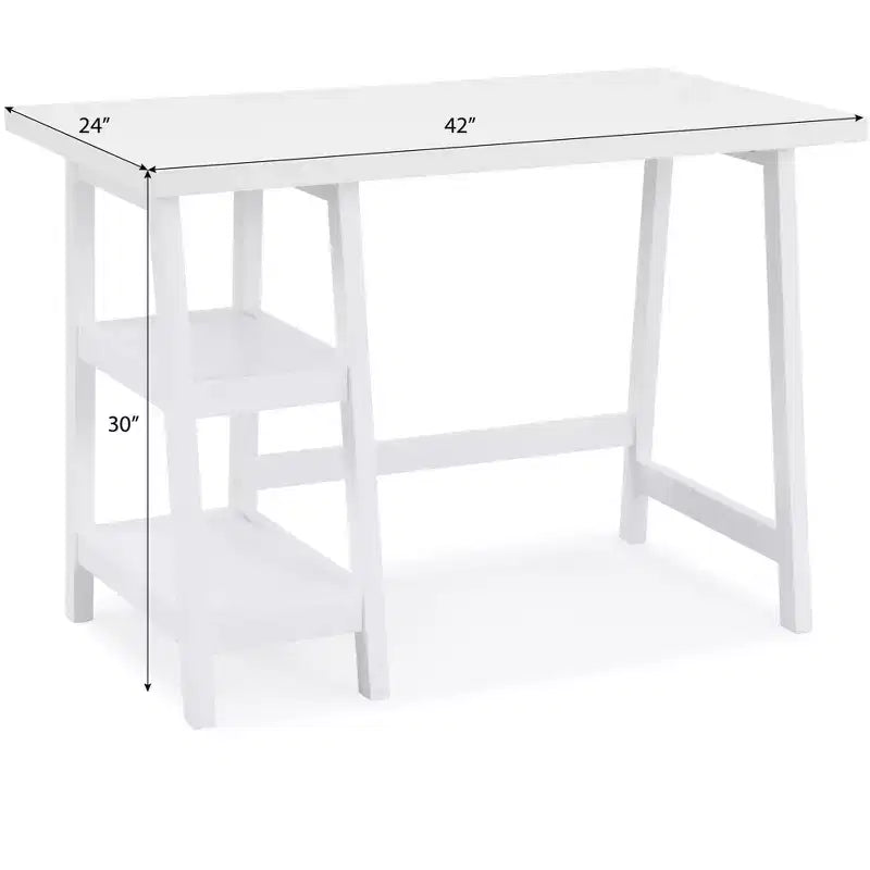 Bureau d'écriture contemporain en bois Roundhill Furniture Redina avec rangement, blanc