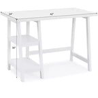 Bureau d'écriture contemporain en bois Roundhill Furniture Redina avec rangement, blanc