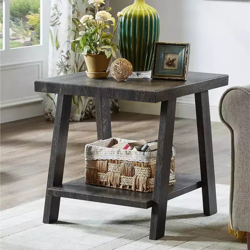 Roundhill Furniture Athens Table Basse avec Étagère en Bois Répliqué Contemporain, Fini Charbon