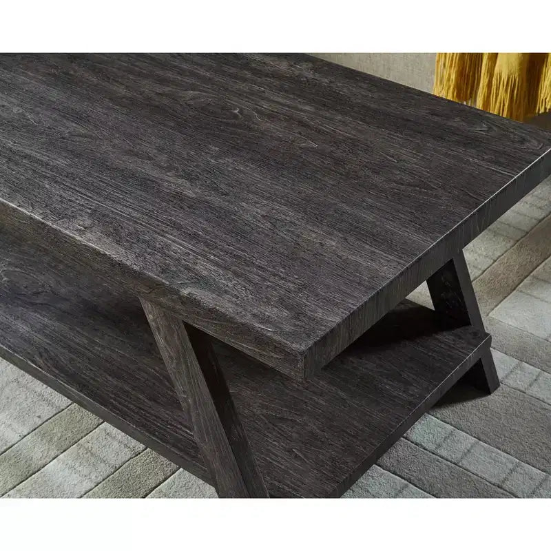 Roundhill Furniture Athens Table Basse avec Étagère en Bois Répliqué Contemporain, Fini Charbon