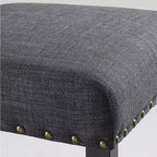 Ensemble de salle à manger Biony en bois espresso de hauteur comptoir avec tabourets gris en tissu clouté