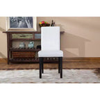 Roundhill Urban Style Chaise Parsons en Similicuir et Bois Massif, Blanche, Lot de 2