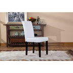 Roundhill Urban Style Chaise Parsons en Similicuir et Bois Massif, Blanche, Lot de 2