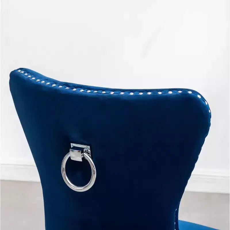 Roundhill Furniture Montura, Fauteuil capitonné contemporain en velours avec clous décoratifs, lot de 2, bleu