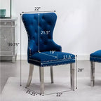 Roundhill Furniture Montura, Fauteuil capitonné contemporain en velours avec clous décoratifs, lot de 2, bleu