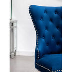 Roundhill Furniture Montura, Fauteuil capitonné contemporain en velours avec clous décoratifs, lot de 2, bleu