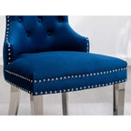 Roundhill Furniture Montura, Fauteuil capitonné contemporain en velours avec clous décoratifs, lot de 2, bleu