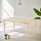 Amonia Urban Style Wired White Finish Wood Turned-Leg Dining Table