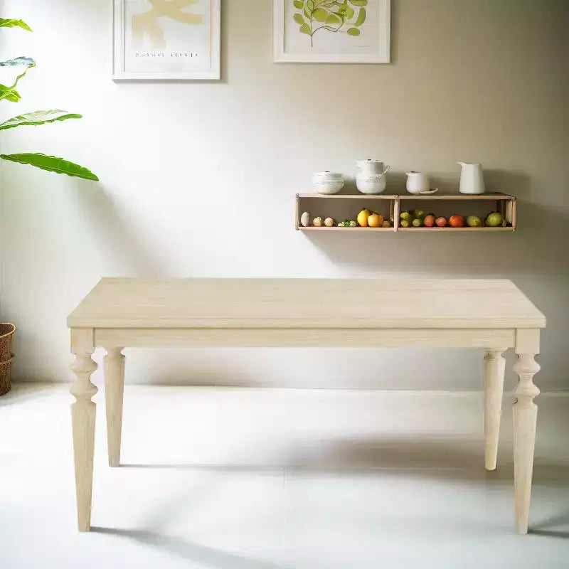 Table de salle à manger Amonia Urban Style avec pieds tournés en bois, finition blanche, filaire