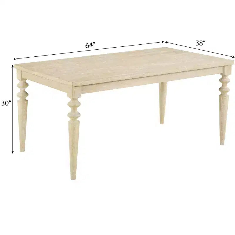 Table de salle à manger Amonia Urban Style avec pieds tournés en bois, finition blanche, filaire