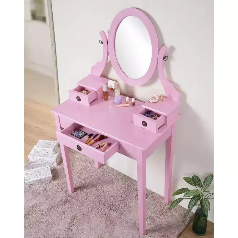 Coiffeuse et tabouret Moniys Wood Moniya, rose