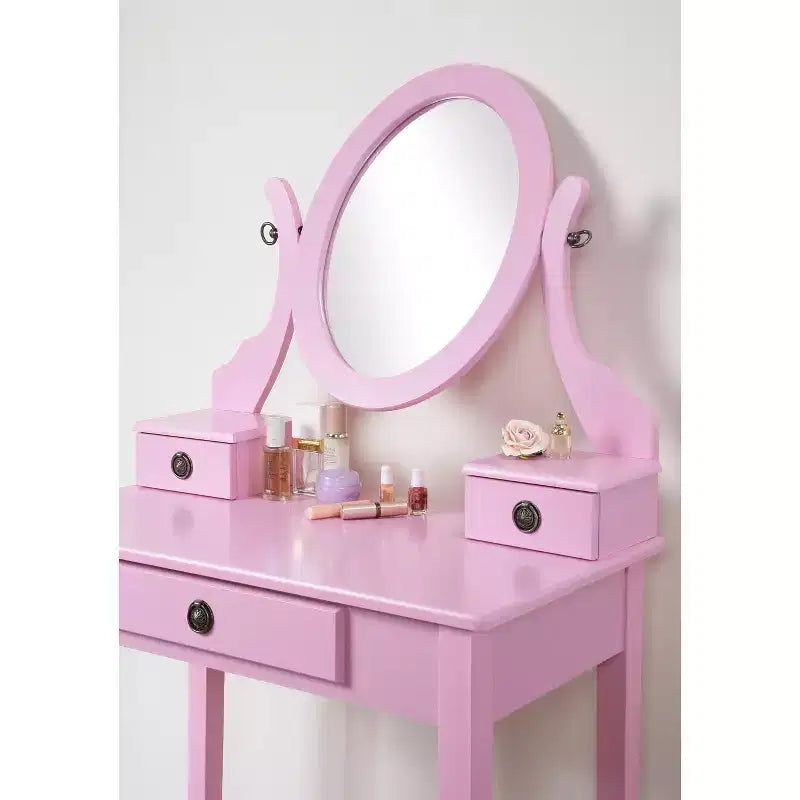 Coiffeuse et tabouret Moniys Wood Moniya, rose