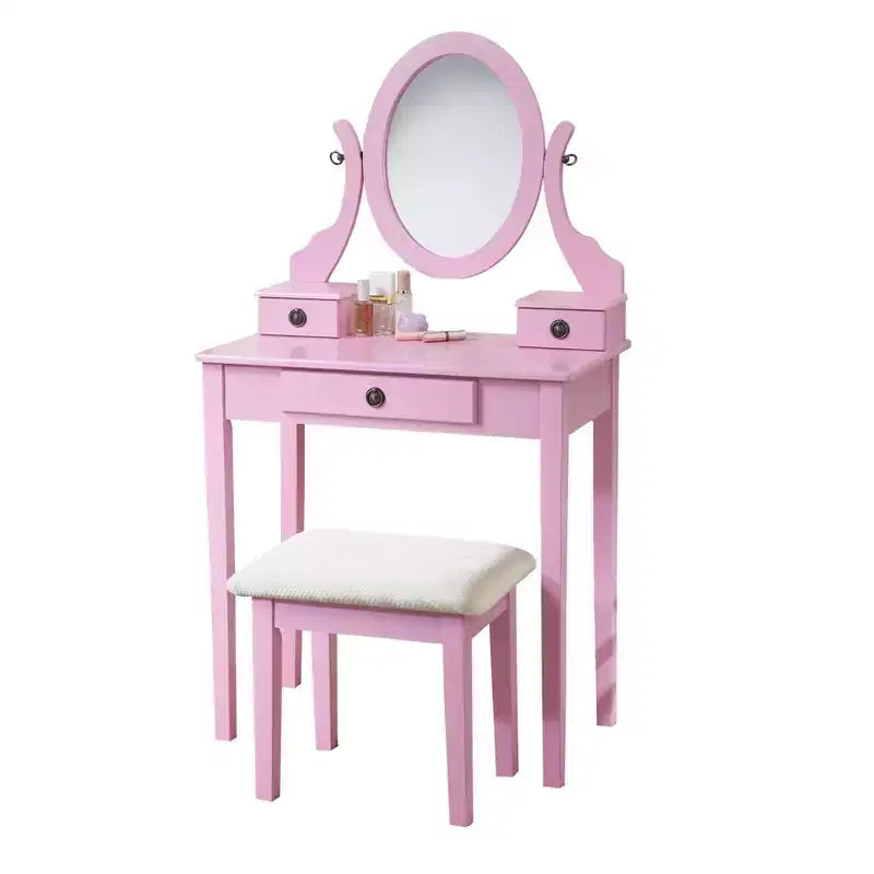 Coiffeuse et tabouret Moniys Wood Moniya, rose